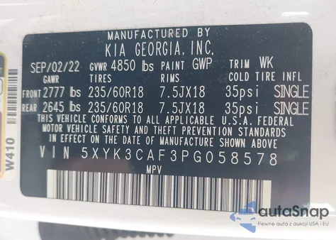 2023 Kia Sportage Ex из США, поврежденный, VIN 5XYK3CAF3PG058578